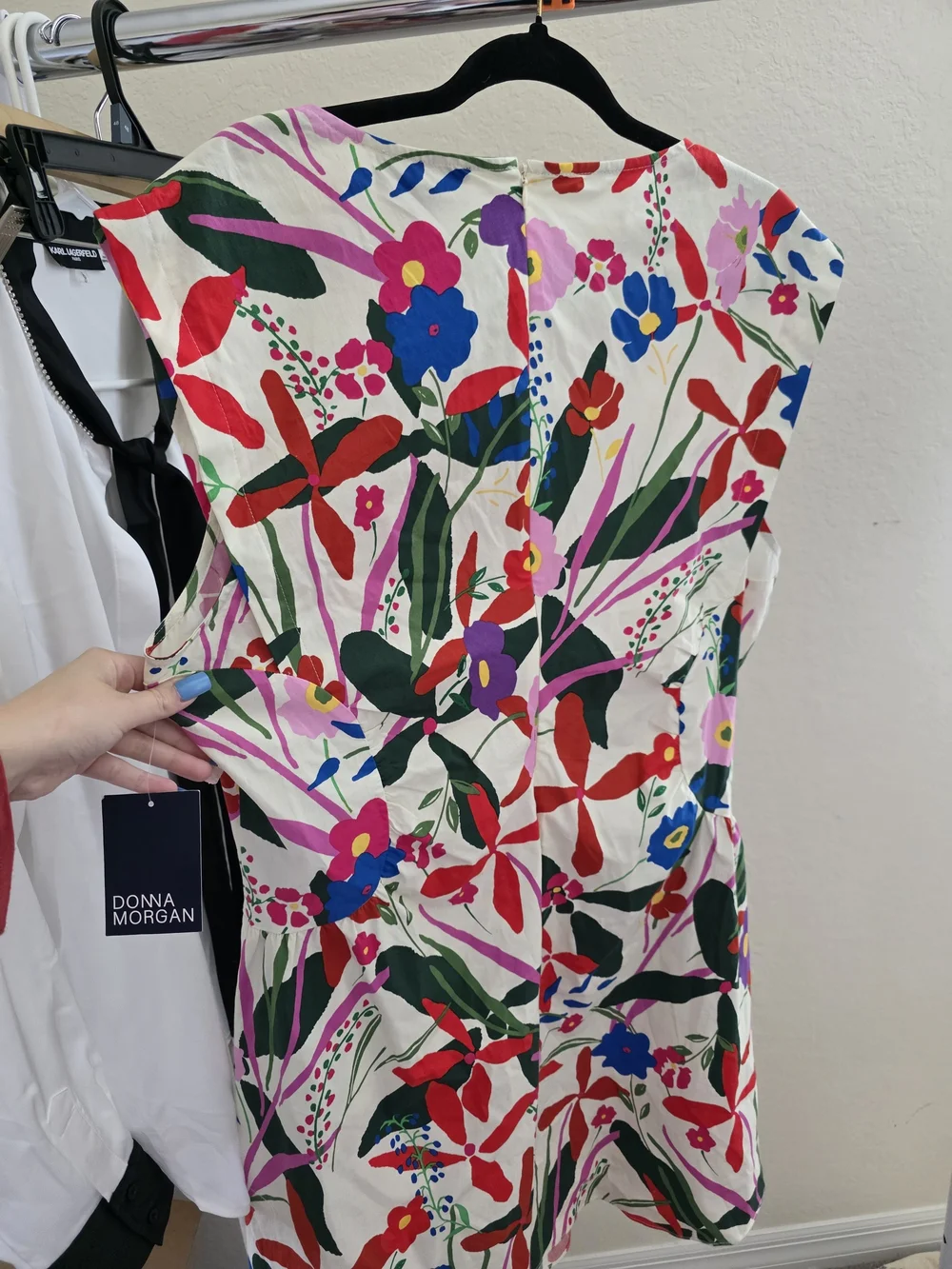 Donna Morgan Dress Floral Fit & Flare KIMORA IN GRACEFUL FLOWERS MINI Cotton - Picture 8 of 12